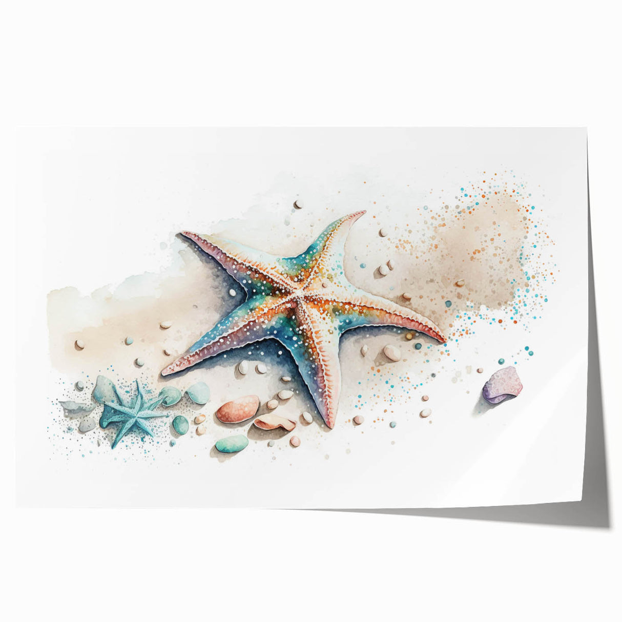 Vibrant marine life wall art featuring a detailed starfish design, showcasing bright colors and intricate patterns, perfect for coastal-themed decor.