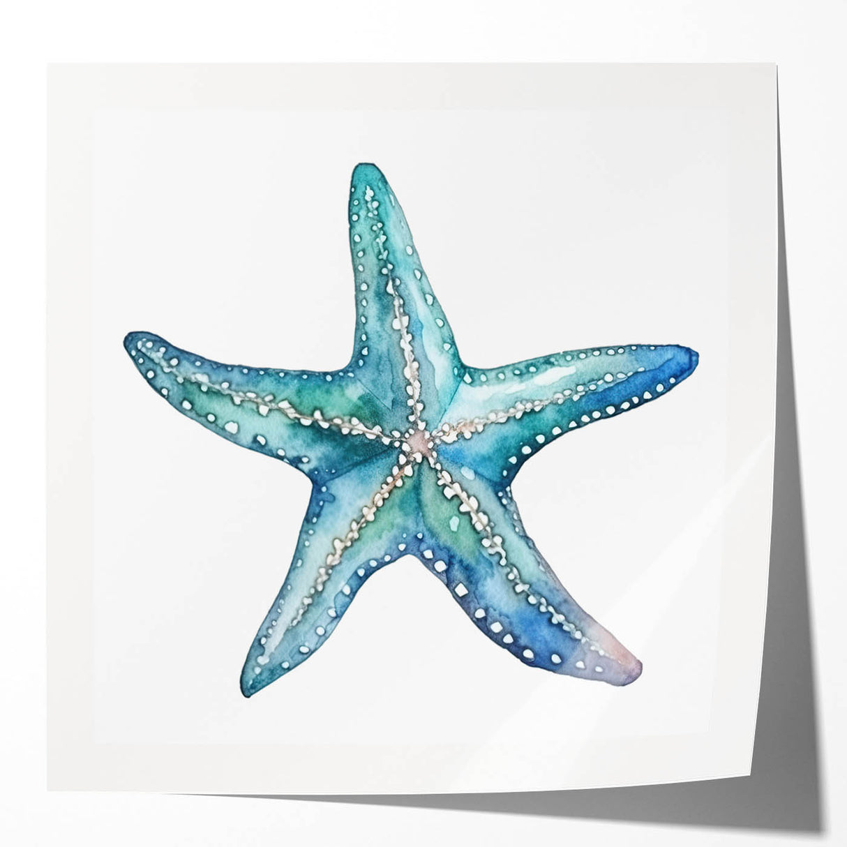 Vibrant marine life wall art collection showcasing a starfish design on a glossy finish, ideal for ocean-themed decor or beach house interiors.