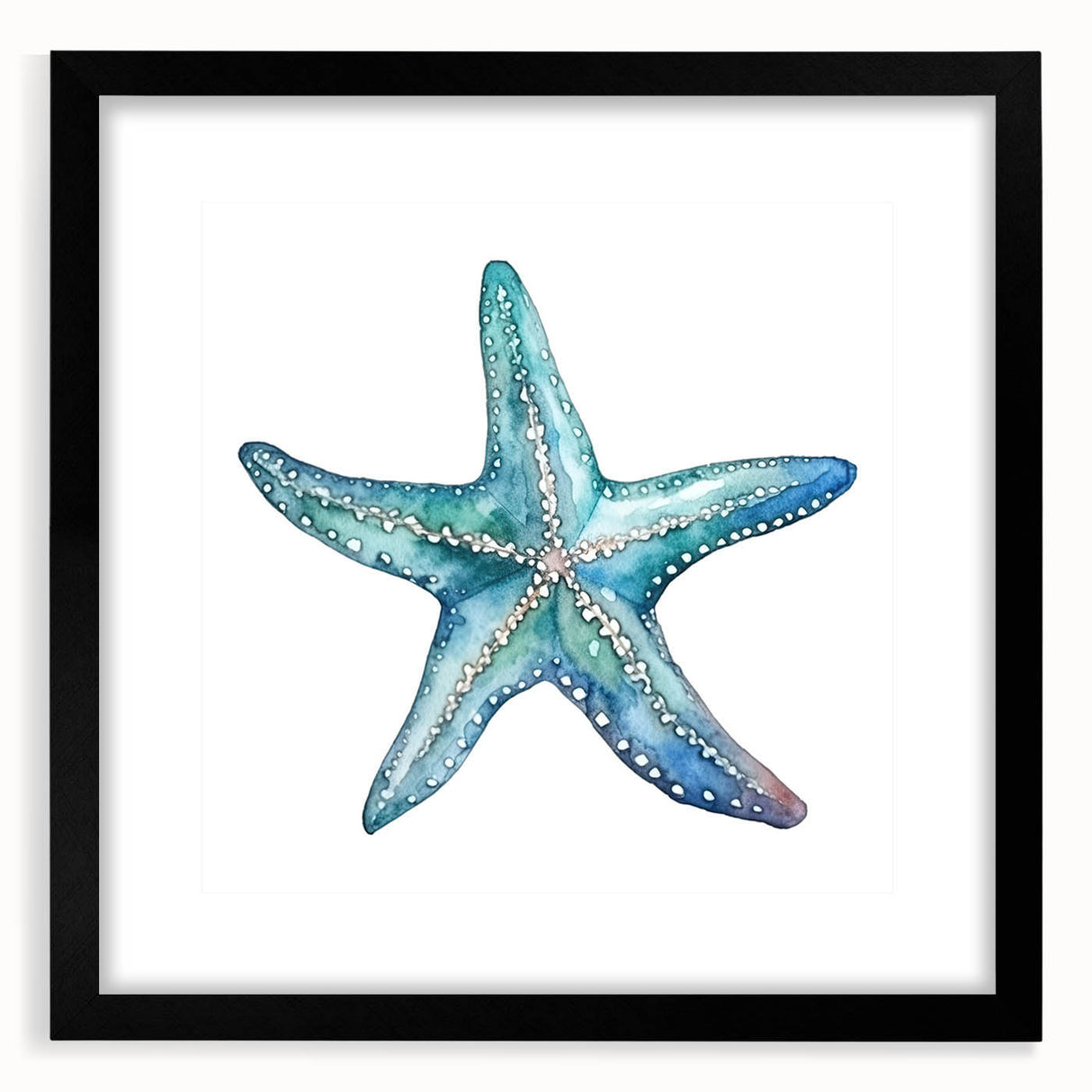 Wall art collection showcasing a black-framed marine life design featuring a vibrant starfish illustration, ideal for coastal-themed decor. Perfect for adding a touch of oceanic beauty to your home or office space.