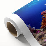 Vibrant rolled canvas artwork depicting a colorful starfish design, showcasing marine life in intricate detail, perfect for ocean-themed decor.