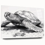 Acrylic wall art featuring a vibrant marine life design with a turtle, showcasing intricate details and vivid colors, perfect for ocean-themed decor.