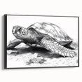 Framed canvas wall art featuring a vibrant marine life design with a turtle, beautifully showcased in a sleek black frame, perfect for ocean-themed decor.