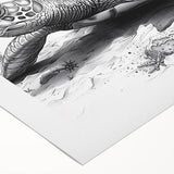 Colorful rolled canvas art depicting a vibrant marine life scene featuring a turtle swimming among coral reefs, perfect for ocean-themed decor.