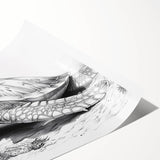 Vibrant marine life wall art print showcasing a detailed turtle design in rich blues and greens, rolled for easy transport and display. Ideal for ocean-themed decor.