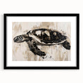 Black-framed wall art showcasing a marine life turtle design, elegantly matted, perfect for ocean-themed decor. Ideal for nature lovers and home decoration.