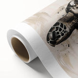 Rolled canvas wall art showcasing a vibrant marine life design featuring a detailed sea turtle surrounded by colorful coral and aquatic plants, ideal for coastal decor.