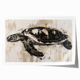 Vibrant marine life wall art print showcasing a beautifully illustrated turtle design on a rolled canvas, perfect for ocean-themed decor.