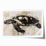 Vibrant marine life wall art print showcasing a beautifully illustrated turtle design on a rolled canvas, perfect for ocean-themed decor.