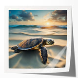 Colorful marine life wall art featuring a detailed turtle design on glossy canvas, ideal for ocean-themed decor, enhancing any living space with vibrant ocean visuals.
