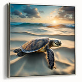 Framed canvas wall art showcasing a serene marine life turtle design with silver accents, perfect for ocean-themed decor. Ideal for nature lovers and beach homes.