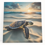Vibrant marine life wall art featuring a detailed turtle design on stretched canvas, showcasing rich blue and green hues, perfect for ocean-themed decor.