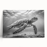 Stretched canvas wall art featuring a vibrant marine life design with a turtle motif, showcasing intricate details and rich colors, perfect for ocean-themed decor.