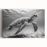 Vibrant stretched canvas wall art featuring a detailed marine life turtle design, showcasing rich colors and intricate patterns, perfect for ocean-inspired decor.