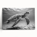 Vibrant marine life wall art featuring a turtle design on stretched canvas, showcasing vivid colors and intricate details, perfect for ocean-themed decor.