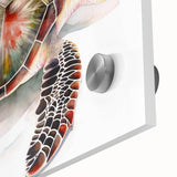 Close-up of a vibrant marine life wall art piece featuring a turtle design, crafted from acrylic glass, showcasing intricate details and vivid colors, perfect for ocean-themed decor.
