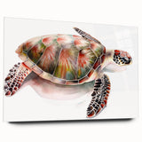 Side view of a marine life wall art piece featuring a turtle design, crafted from acrylic glass, showcasing vibrant colors and intricate details, perfect for ocean-themed decor.