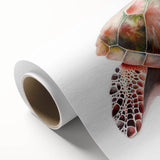 Vibrant marine life wall art featuring a turtle design on rolled canvas, showcasing intricate details and vivid colors, ideal for ocean-themed decor.