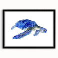 Black-framed wall art featuring a detailed marine life design of a turtle, ideal for ocean-themed decor, showcasing vibrant colors and intricate patterns.