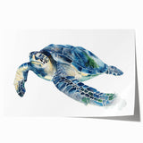 Vibrant marine life wall art featuring a turtle design, printed on high-quality paper, showcasing intricate details and colors, ideal for ocean-themed decor.