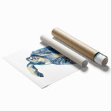 Colorful marine life wall art featuring a beautifully illustrated turtle design, ideal for ocean-themed decor. This rolled print showcases vibrant colors and intricate details, perfect for enhancing any coastal living space.