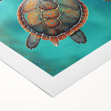 Vibrant rolled canvas wall art showcasing a detailed marine life turtle design, featuring rich colors and intricate patterns, perfect for ocean-themed decor.