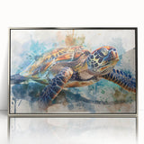Framed acrylic wall art showcasing a vibrant marine life turtle design in silver, ideal for ocean-themed decor. Perfect for adding a touch of nature to any space.