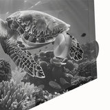 Close-up view of a marine life-themed wall art piece showcasing a vibrant turtle design, crafted from acrylic glass, perfect for ocean lovers and home decor enthusiasts.
