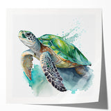 Colorful turtle-themed wall art design showcasing intricate marine life details, printed on glossy material, perfect for enhancing coastal decor.