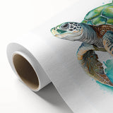 Vibrant marine life wall art featuring a turtle design, printed on rolled canvas with rich colors, showcasing intricate details, perfect for ocean-themed decor.