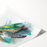 Vibrant marine life wall art featuring a detailed turtle design, printed on high-quality paper, perfect for ocean-themed decor, showcasing rich colors and intricate patterns.
