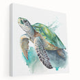 Stretched canvas wall art depicting a vibrant marine life design featuring a turtle, showcasing intricate details and colors, perfect for ocean-themed decor.