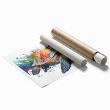 Marine life wall art showcasing a vibrant turtle design in blues and greens, perfect for ocean-themed decor. Ideal for enhancing coastal interiors and promoting marine conservation awareness.