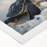 Colorful marine life wall art design showcasing a turtle, printed on rolled canvas, ideal for ocean-themed decor, emphasizing vibrant colors and intricate details.