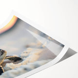 Vibrant marine life wall art featuring a detailed turtle design, printed on high-quality canvas, ideal for ocean-themed decor. Perfect for nature lovers and art enthusiasts.