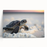 Vibrant marine life wall art featuring a detailed turtle design on stretched canvas, ideal for ocean-themed decor, showcasing intricate colors and textures.