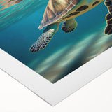 Rolled canvas wall art showcasing a beautifully detailed marine life design featuring a vibrant sea turtle, perfect for ocean-themed decor.