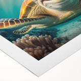Vibrant rolled canvas wall art showcasing a detailed marine life turtle design, featuring rich colors and intricate patterns, perfect for ocean-themed decor.