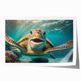 Vibrant marine life wall art featuring a detailed turtle design in rich blues and greens, perfect for ocean-themed decor. Ideal for adding a serene touch to any room.
