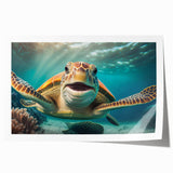 Vibrant marine life wall art featuring a detailed turtle design in rich blues and greens, perfect for ocean-themed decor. Ideal for adding a serene touch to any room.