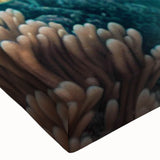 Close-up of a vibrant marine life wall art design showcasing a turtle, printed on stretched canvas with rich colors and intricate details, ideal for ocean-themed decor.