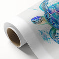 Colorful rolled canvas wall art featuring a marine life turtle design, showcasing vibrant ocean hues and intricate details, perfect for coastal decor enthusiasts.