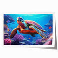 Colorful marine life wall art featuring a vibrant turtle design, printed on high-quality canvas, ideal for ocean-themed home decor or gifts.