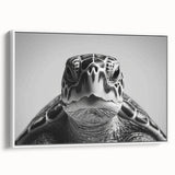 Framed canvas wall art showcasing a vibrant marine life design featuring a turtle, set against a white background, ideal for ocean-themed decor.