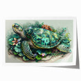 Colorful marine life wall art featuring a turtle design, printed on high-quality canvas and rolled for easy display. Ideal for ocean-themed decor enthusiasts.