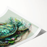Vibrant marine life wall art featuring a detailed turtle design, showcasing rich colors and intricate patterns, perfect for ocean-themed decor.
