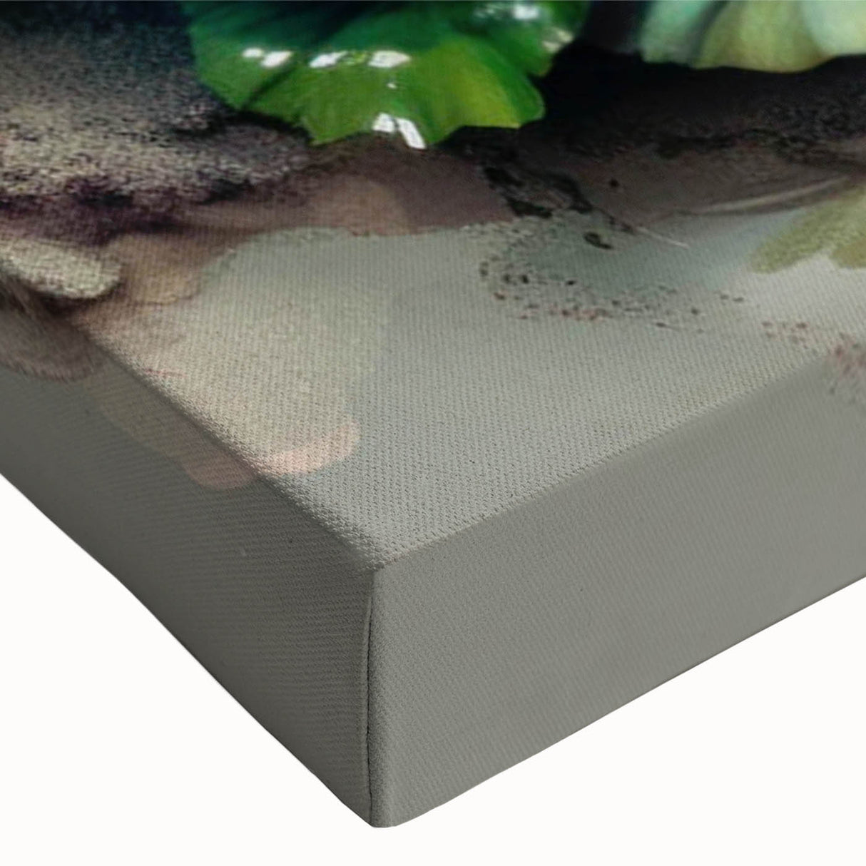 Close-up of a vibrant marine life canvas wall art design featuring a detailed green turtle, showcasing intricate textures and colors, perfect for ocean-themed decor.
