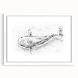 Framed wall art featuring a detailed marine life whale design, showcasing vibrant colors and intricate patterns, perfect for ocean-themed decor in a modern setting.