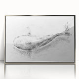 Framed acrylic wall art showcasing a stunning whale design in vibrant blue tones, elegantly displayed with a sleek silver frame, perfect for marine life enthusiasts.