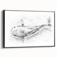 Framed canvas wall art featuring a sleek black side view of a whale design, ideal for marine life enthusiasts, adds elegance to any room decor.