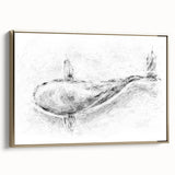 Framed wall art featuring a stunning gold-bordered canvas design of a whale in vibrant marine colors, ideal for ocean-themed decor and artistic interiors.